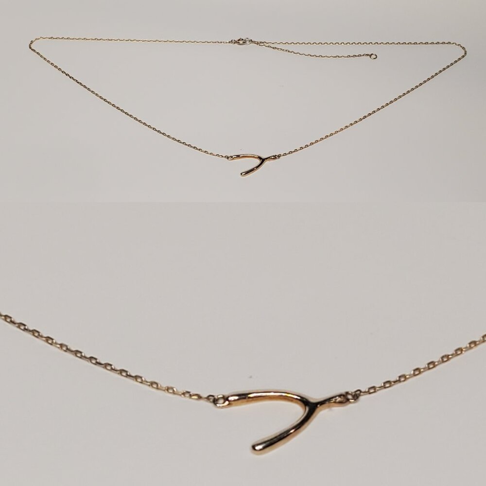Sterling Silver Gold-Plated Wishbone Necklace